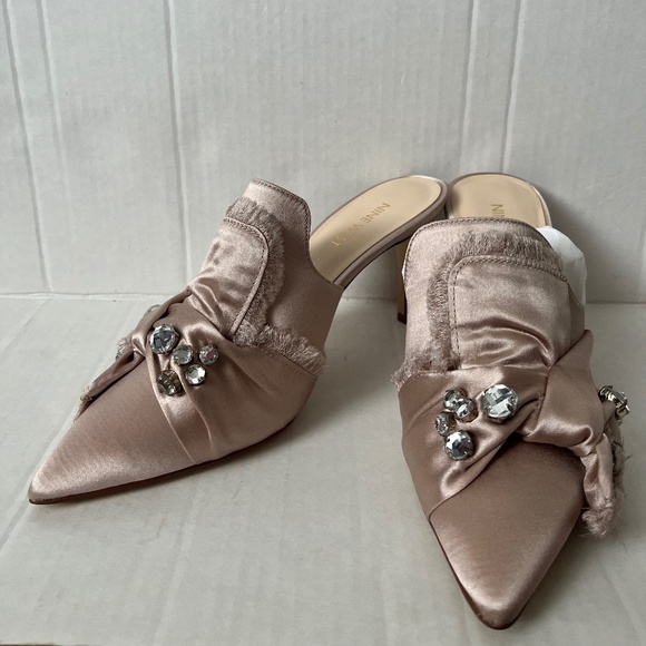 Elegant Satin Embellished Mules - Picture 1 of 11